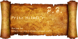 Pritz Hilmár névjegykártya